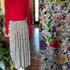 Vintage Liz Claiborne floral pleated midi skirt sz6
